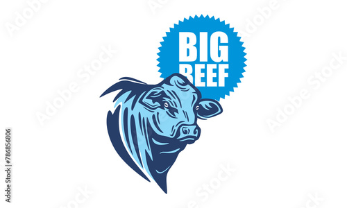 great cattle much beef logo, silhouette of great cow face vector illustrations