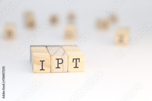  (IPT) abbreviation Interpersonal psychotherapy written on wooden cubes on a white background.
concept of mental health photo