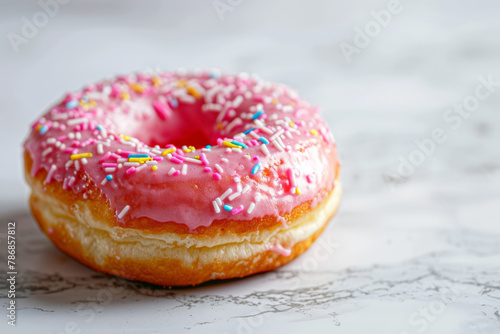 Donuts doughnuts with chocolate, marshmallow and sugar sprinkles on light background. Happy National donut day Concept. Copy space.