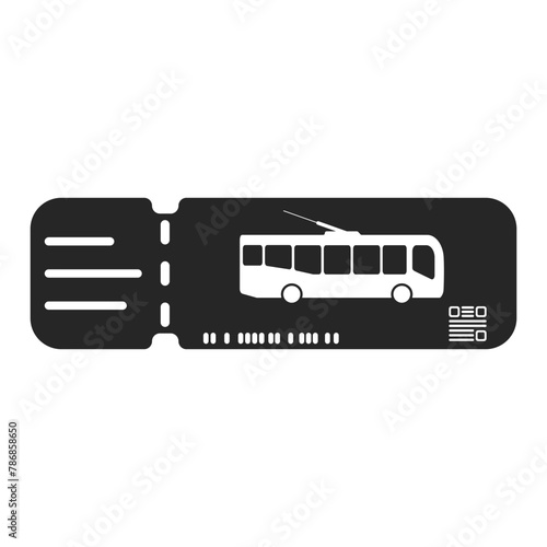 Trolleybus ticket black vector. Booking a ticket for travel. Tourist ticket for the trolleybus. City ticket vector. Boarding pass black icon. Passenger registration document, trolleybus pass.