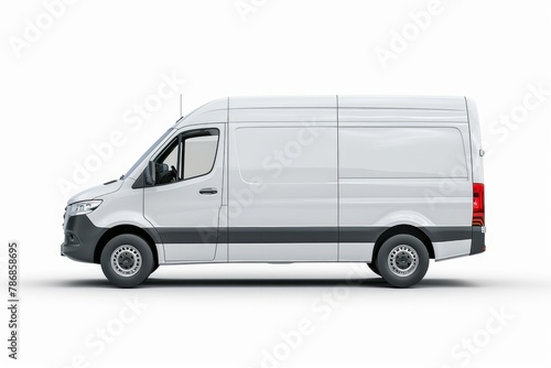 Delivery van side view isolated on a white background. Side view of a modern cargo short-base minibus. . photo on white isolated background © Aditya