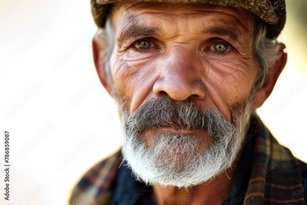 Portrait of an old man with a white beard and mustache. Portrait of an old man with a white beard and mustache.