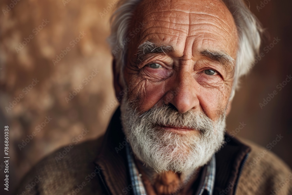 Portrait of an old man with a white beard and mustache. Portrait of an old man with a white beard and mustache.
