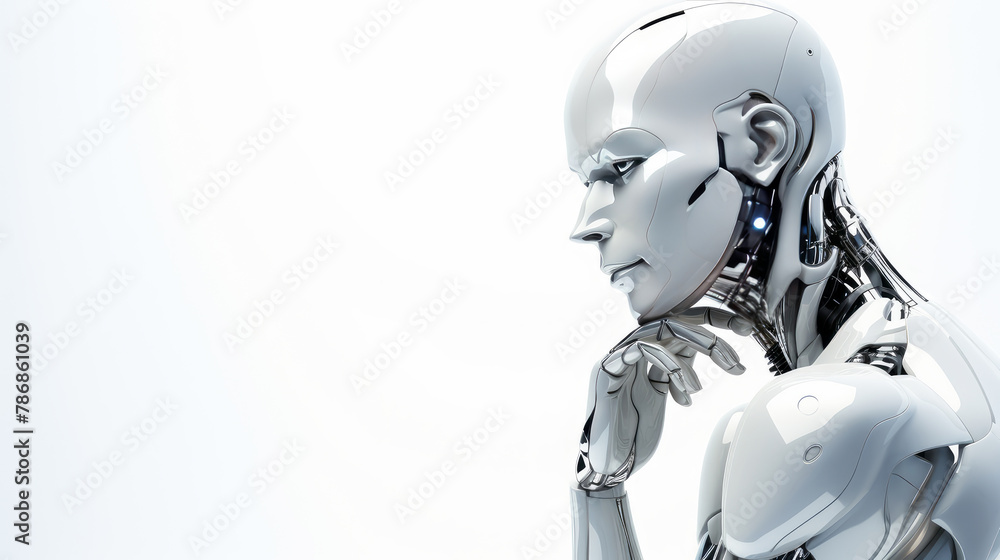 White robot on white background AI chatbot White robot on white background AI chatbot