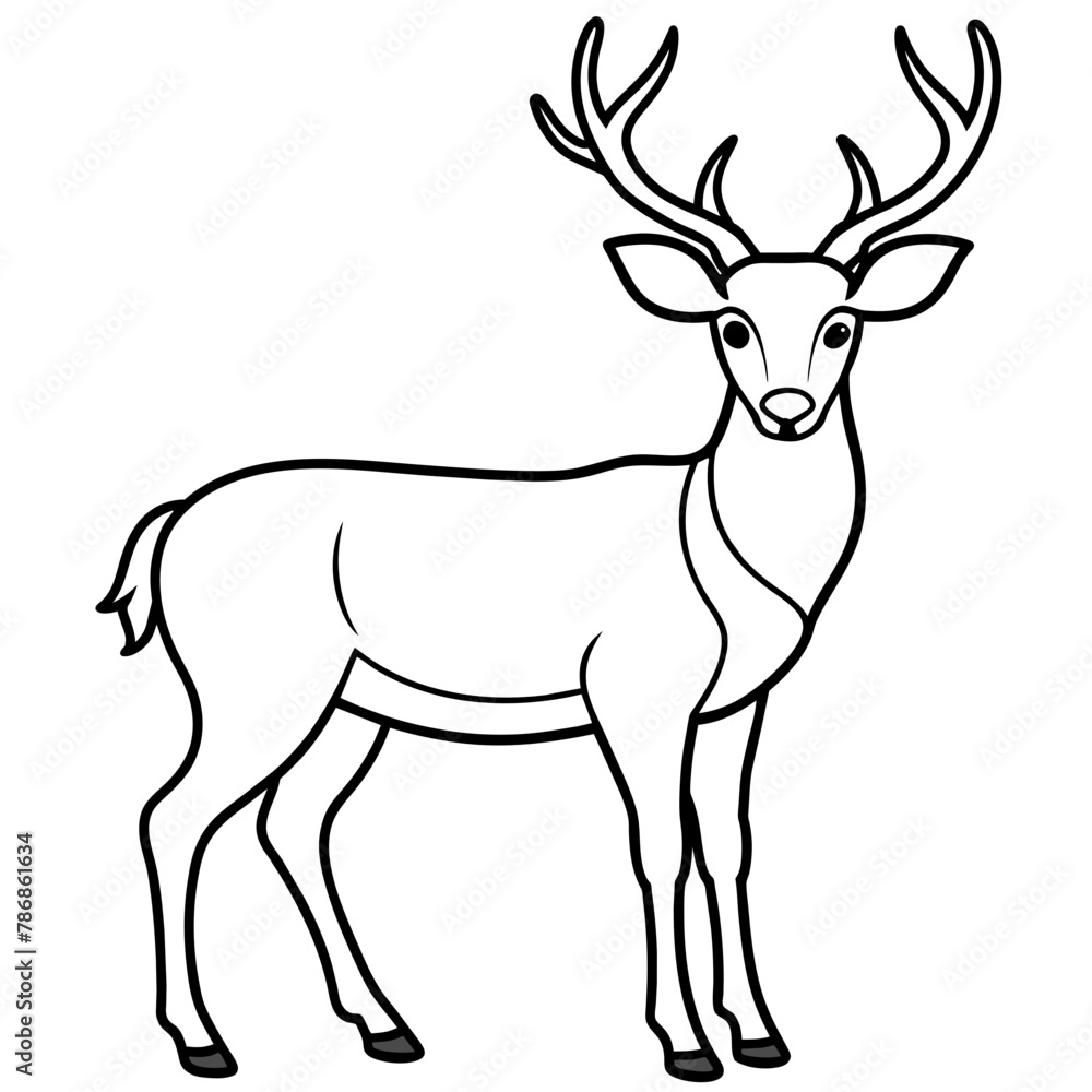 Obraz premium deer mascot,deer silhouette,deer face vector,icon,svg,characters,Holiday t shirt,black deer drawn trendy logo Vector illustration,deer line art on a white background