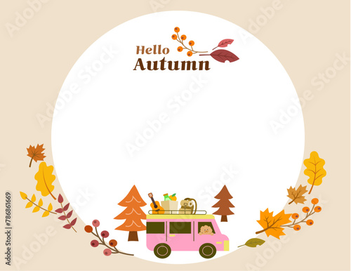 Autumn leaves and Camping illustration