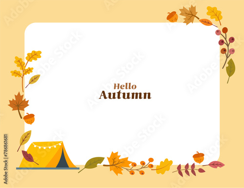 Autumn leaves and Camping illustration