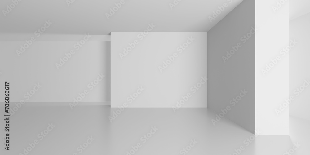 Minimalistic room space. White clean empty architecture interior Minimalistic room space. White clean empty architecture interior