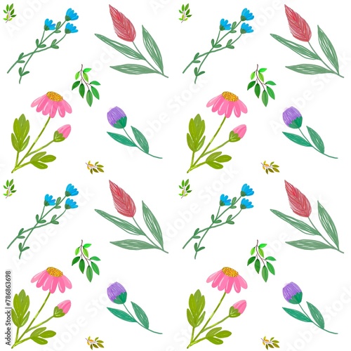 seamless pattern flower and leaves for background  backdrop  wallpaper  clothes