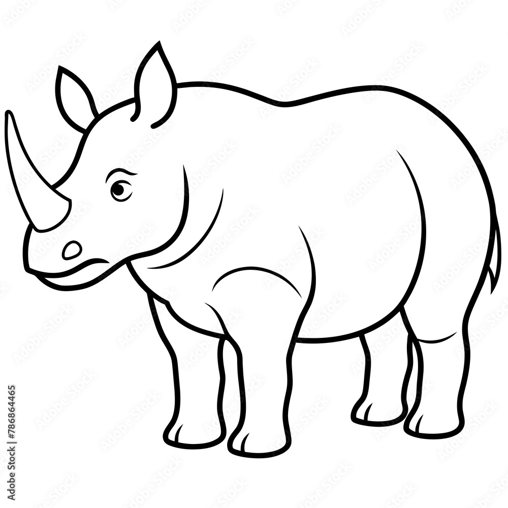 Fototapeta premium Rhinoceros isolated mascot,Rhinoceros silhouette,rhino vector,icon,svg,characters,Holiday t shirt,black Rhinoceros drawn trendy logo Vector illustration,rhino line art on a white background