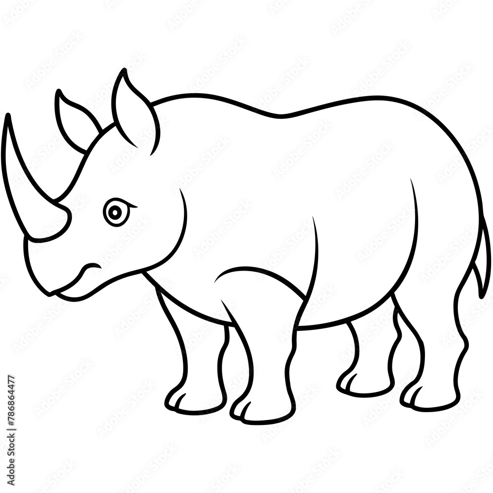 Fototapeta premium Rhinoceros isolated mascot,Rhinoceros silhouette,rhino vector,icon,svg,characters,Holiday t shirt,black Rhinoceros drawn trendy logo Vector illustration,rhino line art on a white background