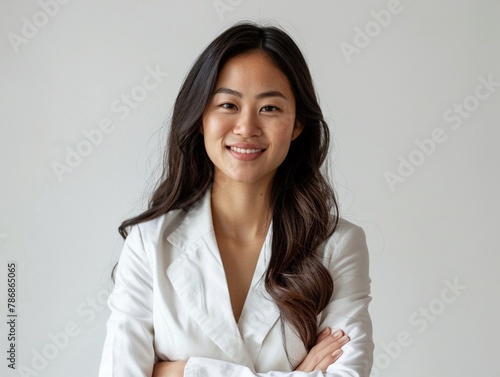 Empowered Asian businesswoman visionary gaze