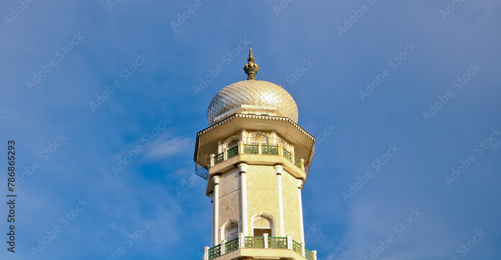 view of the minaret of the Baiturrahman mosque, Aceh
