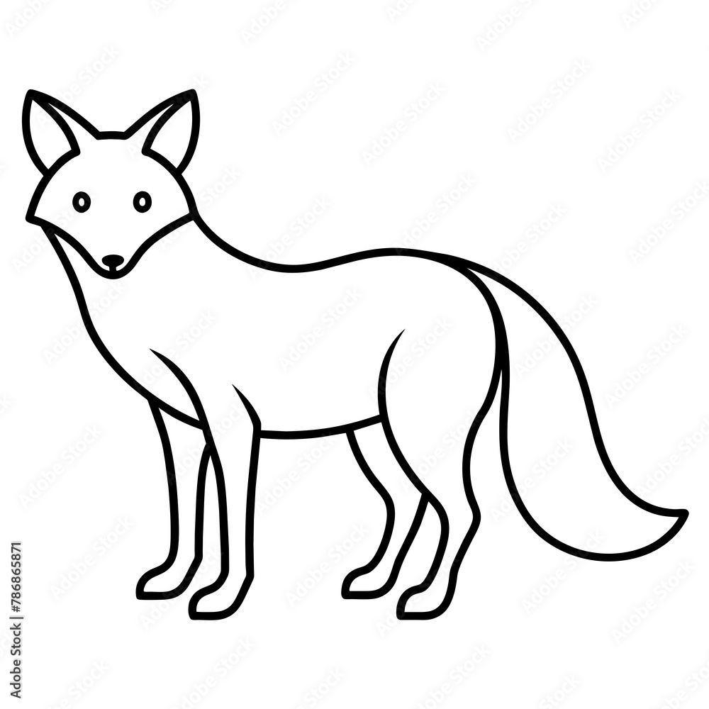 Fototapeta premium fox isolated mascot,fox silhouette,fox vector,icon,svg,characters,Holiday t shirt,black fox drawn trendy logo Vector illustration,fox line art on a white background