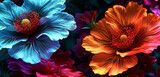 fractal background, colorful flowers or neon flower art seamless