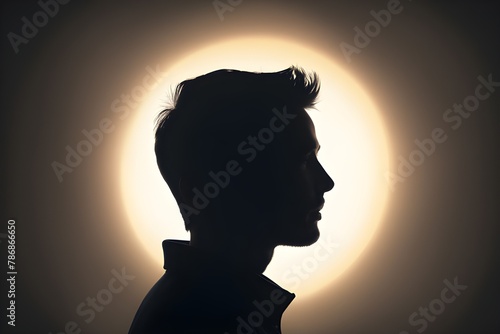 A silhouette of a person radiates a bright inner light  dark backdrop  in a minimalist style  inner strength  mindfulness and hope concept. generative ai