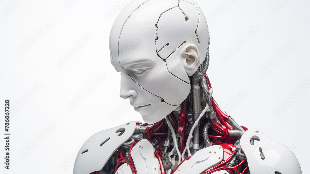 white and red robot on white background white and red robot on white background