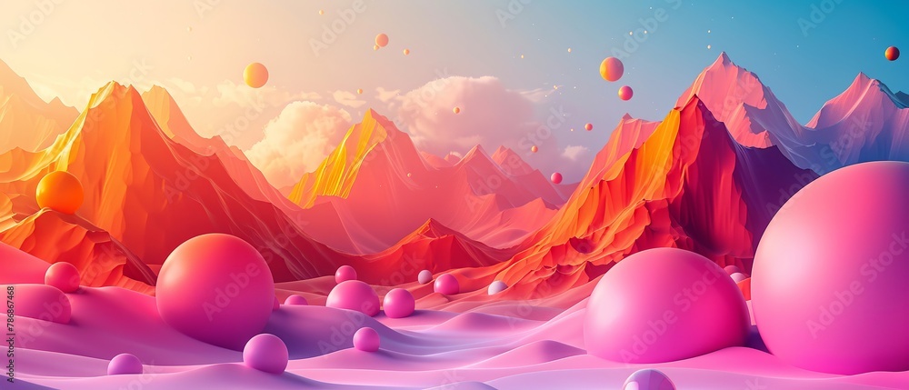 Vibrant 3D educational abstract scenery Vibrant 3D educational abstract scenery