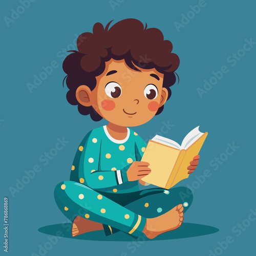 a-kid-wear-pajamas-sitting-and-reading-a-story-book