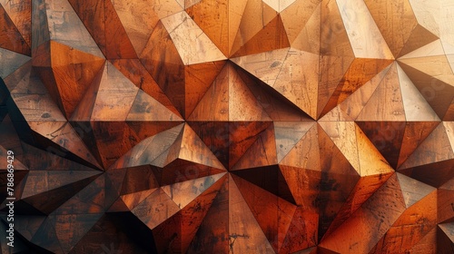 Polygonal wooden background 3D illustration