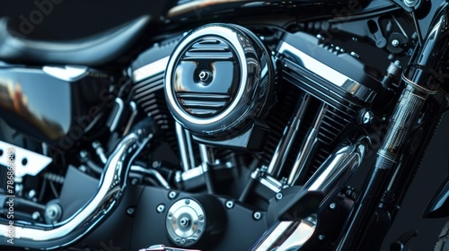 Motorcycle engine. Motor and mechanism closeup  © Vladimir