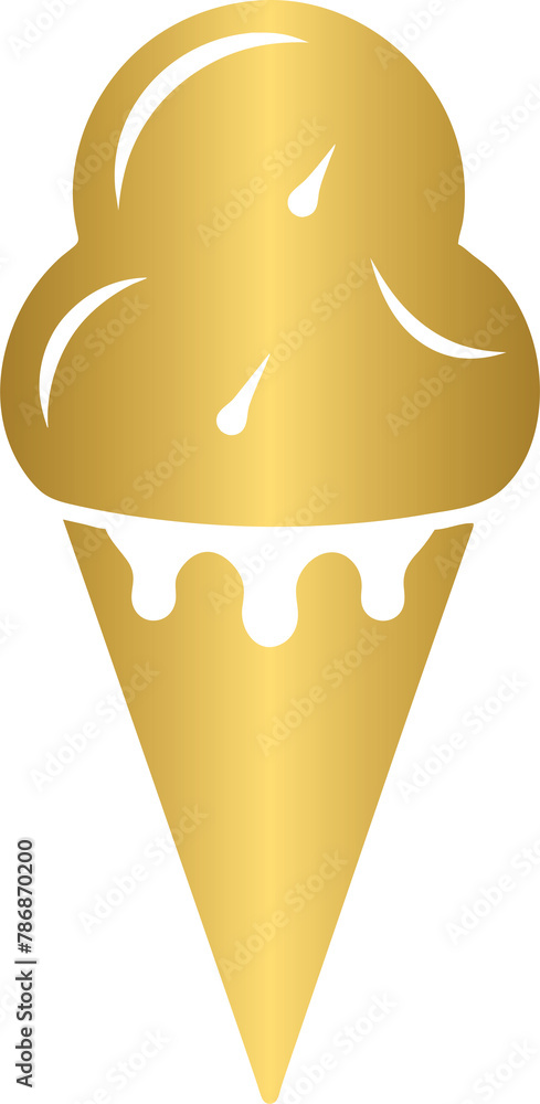 Food and drink icon, golden ice cream cone icon Food and drink icon, golden ice cream cone icon