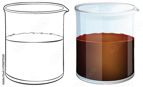 Vector illustration of a glass, empty and filled