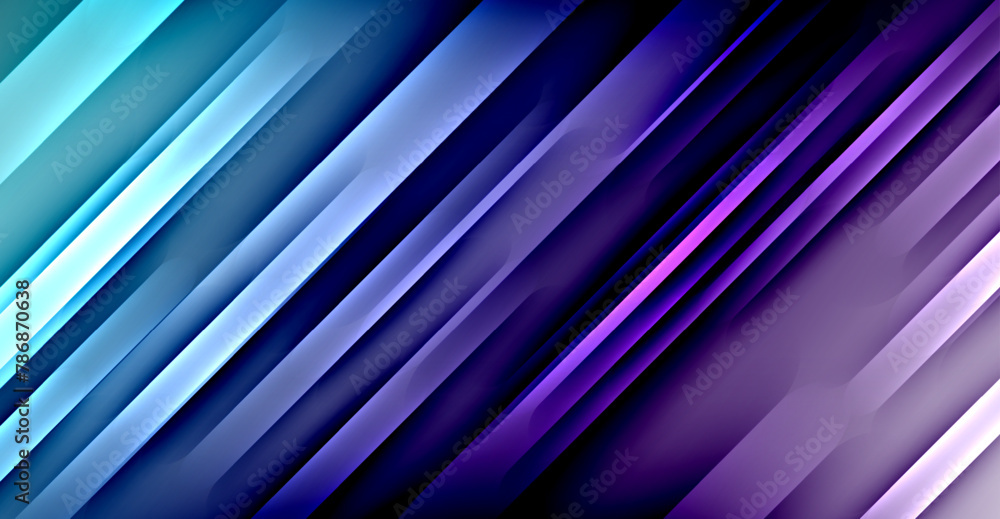Fototapeta premium A detailed closeup shot showcasing a vibrant mix of electric blue and magenta tones in a striped pattern on metal or paper, resembling automotive design elements