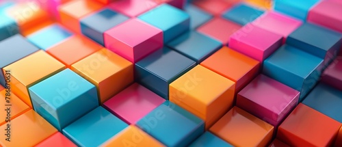 Multicolored abstract cubes in 3D layout