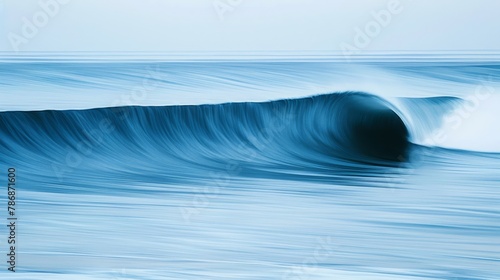 An abstract painting of a wave crashing on the shore. photo