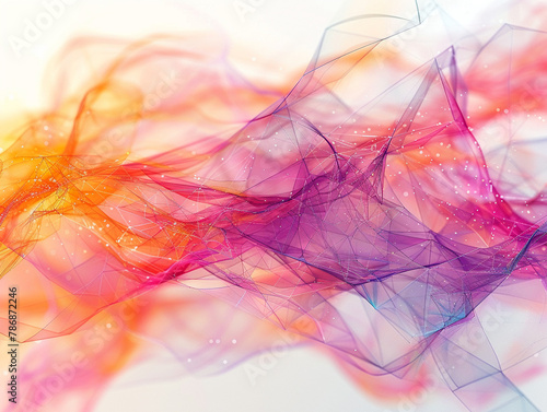 An intricate web of colorful lines and dots creates a delicate and ethereal abstract network, invoking digital connectivity and complexity.