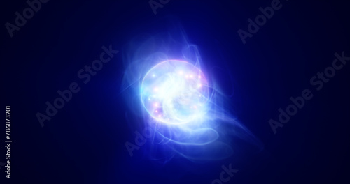 Wallpaper Mural Blue energy cosmic dust and wave lines futuristic magical glowing bright. Abstract background Torontodigital.ca