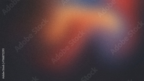 Dark black orange red blue spot , color gradient rough abstract background shine bright light and glow template empty space , grainy noise grungy texture