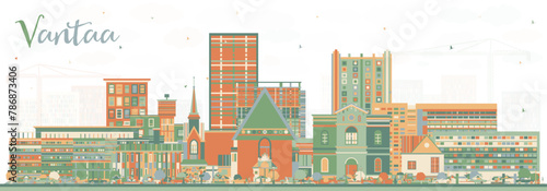 Vantaa Finland city skyline with color buildings. Vantaa cityscape with landmarks. Business travel and tourism concept with modern and historic architecture.