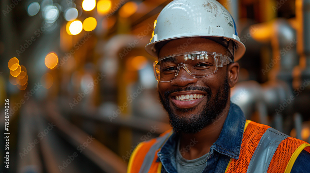 Smiling man with dreadlocks wearing sunglasses and a construction helmet Smiling man with dreadlocks wearing sunglasses and a construction helmet