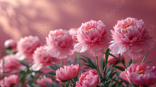 Image Peonies on a bright smooth pink background