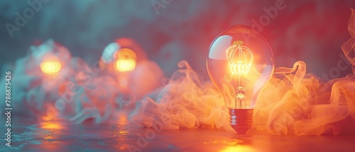 Creative enlightenment in bulb, 3D concept