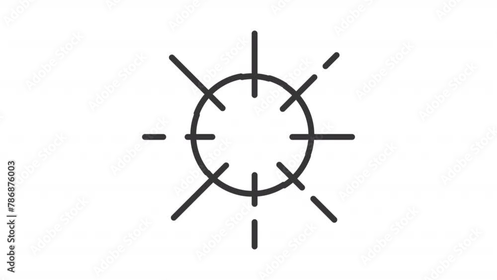 Explosion burst line animation. Light rays animated icon. Aim scope circle, brightness. Sunlight effect. Black illustration on white background. HD video with alpha channel. Motion graphic Explosion burst line animation. Light rays animated icon. Aim scope circle, brightness. Sunlight effect. Black illustration on white background. HD video with alpha channel. Motion graphic