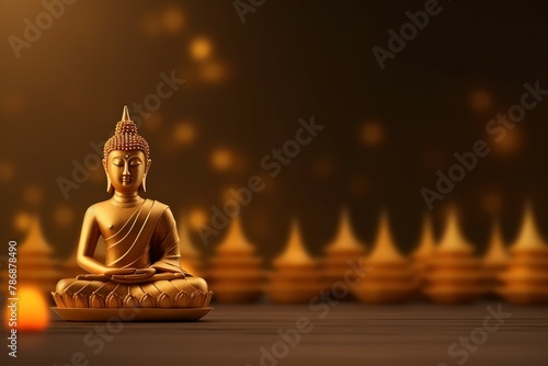 A buddha sits in vesak buddha purnima day with copy space. Background for vesak festival day photo