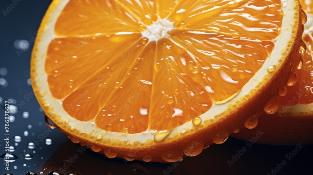 Orange slices splashing in water on a black background. Orange and water splashes on a black background. Orange slices splashing in water on a black background. Orange and water splashes on a black background.