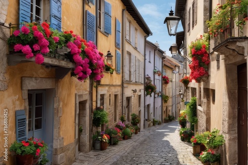 charming village square in a Bavarian town, with timber-framed buildings,