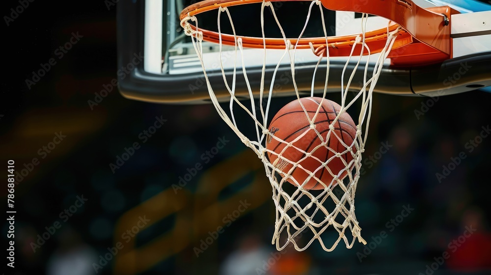 Basketball hoop on a sky background.