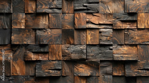 3D wall panel with wood texture photo