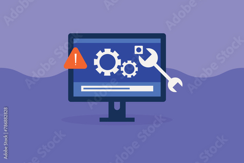Website under maintenance, Software system update, Server scheduled maintenance service, web development, vector illustration design.