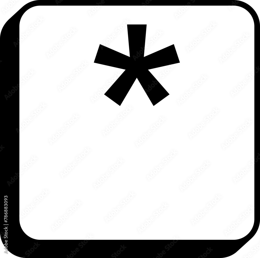 Obraz premium Square keycap letter asterisk sign