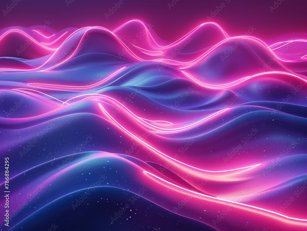 3D neon light waves in motion 3D neon light waves in motion