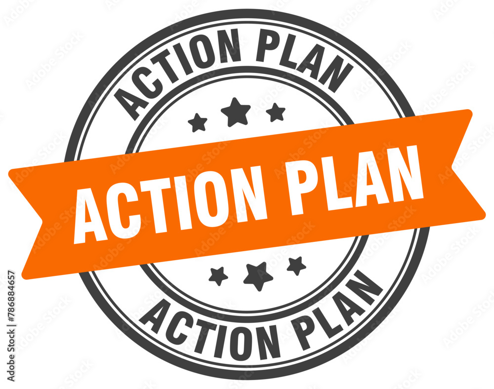 action plan stamp. action plan label on transparent background. round sign