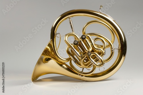 Showcase the unique curves and shapes of a French horn bell photo