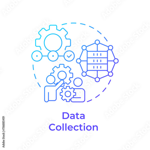 Data collection blue gradient concept icon. Factory automation, industrial operations. Performance analysis. Round shape line illustration. Abstract idea. Graphic design. Easy to use in infographic