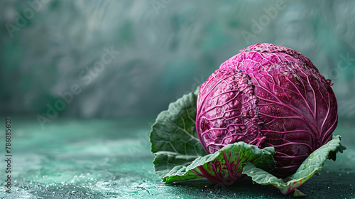 Red Cabbage Isolated on a green Background photo